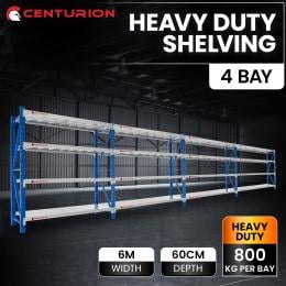 Centurion Pro 4 Bay 6M Wide Heavy Duty Shelving 800kg