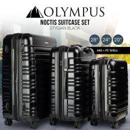 Olympus 3PC Noctis Luggage Set Hard Shell ABS+PC - Stygian Black
