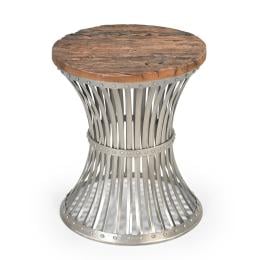Inverted Wood And Iron Side Table Cast Iron Round 49x49x58cm