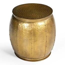 Brass Look Hammered Side Table Round Desk Bedside 46.5x43x43 cm