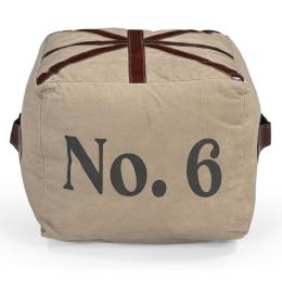 N0.6 Square Ottoman w/Leather Handles Recycled Canvas