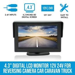 Elinz 4.3in Digital Lcd Monitor 12v 24v For Reversing Camera