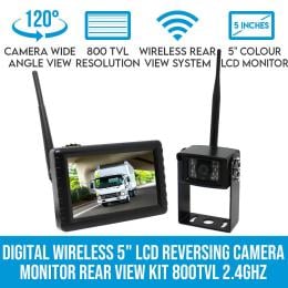 Elinz Digital Wireless 5In Lcd Reversing Camera Monitor Rear View Kit