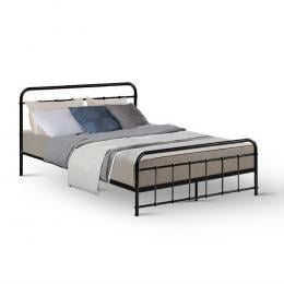 Metal Bed Frame Double Size Platform Mattress Base Leo Black