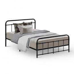 Metal Bed Frame King Single Size Platform Mattress Base Black
