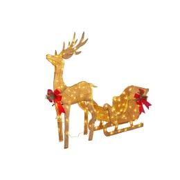Christabelle Christmas Sleigh & Reindeer Set with Lights Indoor/Outdoor 148cm