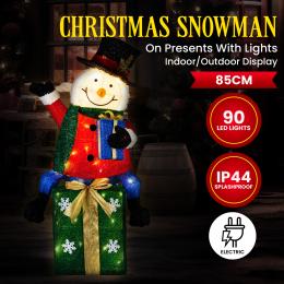 Christabelle Christmas Snowman On Presents Display with Lights - 85cm