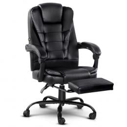Electric Massage Office Chair Recliner Gaming Seat Footrest Black