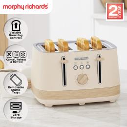 Morphy Richards Essence Scandi 4-Slice Toaster Deep Self-Centring Slots, Browning Control Cancel Reheat &  Defrost