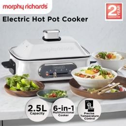 Morphy Richards Non-Stick Electric Hot Pot Cooker 2.5L Dual Pot MRMP25WT