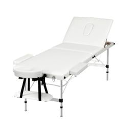 Massage Table 65cm Portable 3 Fold Aluminium Beauty Bed White