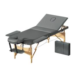 Massage Table Wooden Bed Portable 3 Fold Therapy Waxing 75cm Grey