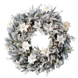 Christabelle 61cm Snow Christmas Wreath Colonial with LED Lights Front Door Decoration Ornament
