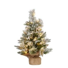 2ft Christmas Tree with Lights- Potted Frosted Colonial