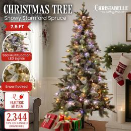 Christabelle Snowy Stamford Spruce 7.5 ft Christmas Tree w/ LED Lights