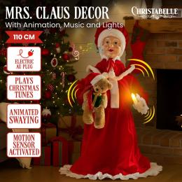 Christabelle 1.1m Musical LED Animated Christmas Mrs Claus Glowing Candle Ornament Decoration