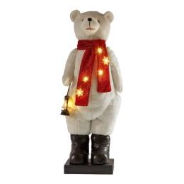 Christabelle Large 1.1m Musical Animated LED White Christmas Bear Decoration Light-Up Lantern Ornament