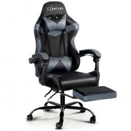 Office  Gaming Computer  Recliner PU Leather Seat Armrest  Black Grey