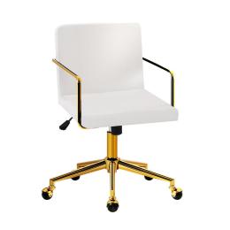 Velvet Office Chair Executive Fabric Adjustable Work Study White