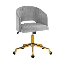 Velvet Office Chair Fabric Adjustable Armchair Work Study Grey