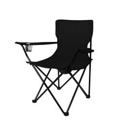 2x Folding Camping Chairs Arm Portable Outdoor Picnic Chair Black