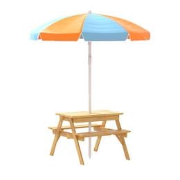 Kids Outdoor Table And Chairs Umbrella Water Sand Pit Box