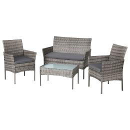 4 Seater Outdoor Sofa Set Wicker Setting Table Chair Furniture Grey