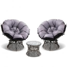 Garden Papasan Chair and Side Table Set- Grey
