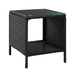 Side Table Coffee Patio Outdoor Furniture Rattan Desk Garden Black