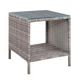 Side Table Coffee Patio Outdoor Furniture Rattan Desk Garden Grey