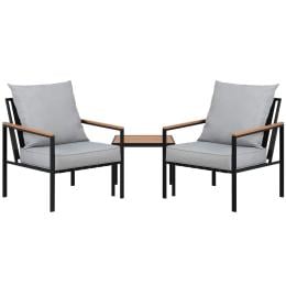 Outdoor Furniture 3pcs Lounge Setting Bistro Set Chairs Table Patio