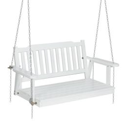 Porch Swing Chair Chain Garden Bench Outdoor Furniture Wooden White