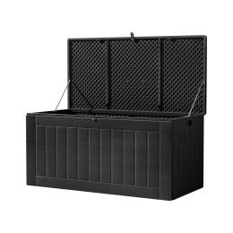 Outdoor Storage Box 830l Container Lockable Bench Tool Shed All Black