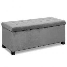 Storage Ottoman Blanket Box Velvet Foot Stool Couch Toy Grey