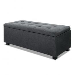 Premium Storage Ottoman Faux Linen - Charcoal