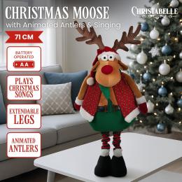 Christabelle 71cm Christmas Moose Animated Musical Decoration Ornament for Table Top or Mantel Display with Music