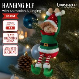 Christabelle 37cm Battery-Operated Hanging Elf with Animation & Music