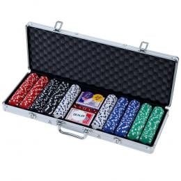 Poker Chip Set 500PC Chips TEXAS HOLDEM Casino Gambling Dice Cards