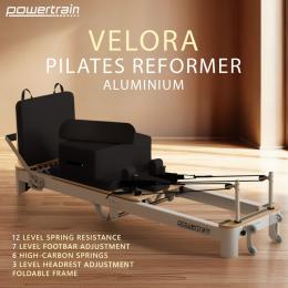 Powertrain Velora Pilates Reformer Machine Aluminium Foldable Multifunctional Home Gym Equipment Exercise Trainer Black
