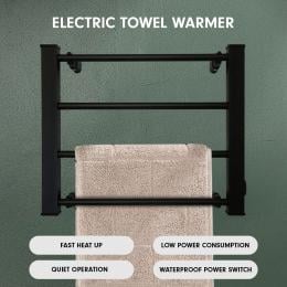 Pronti Heated Electric Towel Bathroom Rack 60W - Black