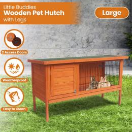 Little Buddies Wooden Pet Rabbit Hutch 2 Sections -  Large