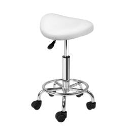 Saddle Salon Stool White PU Swivel Barber Hair Dress Hydraulic Lift