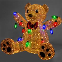 Christabelle 1.5m Christmas Teddy Bear Indoor Outdoor Display Decoration LED Lights Front Yard Lawn Statue Ornament