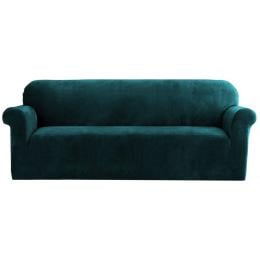 Velvet Sofa Cover Plush Couch Lounge Slipcover 4 Seater Agate Green