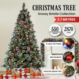 Christabelle Snowy Bristle 2.7m Multicolour Pre-Lit Christmas Tree