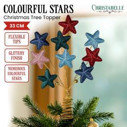 Christabelle Colourful 9-Star Christmas Tree Topper with Glitter Finish