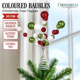 Christabelle Colourful Baubles Christmas Tree Topper with Festive Glitter Finish Decoration Ornament