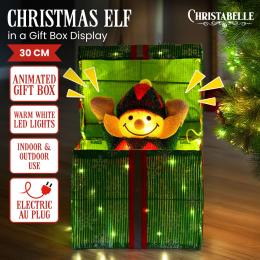 Christabelle Animated Elf in a Gift Box LED Lights Christmas Tree Decoration Ornament Xmas