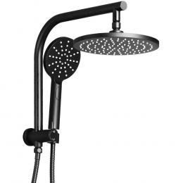 WELS 9 Rain Shower Head Set Round Handheld High Pressure Wall Black