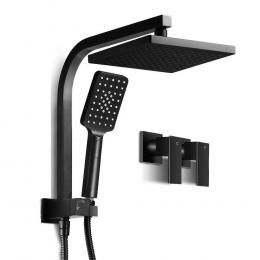 WELS 8 Rain Shower Head Taps Square Handheld High Pressure Wall Black